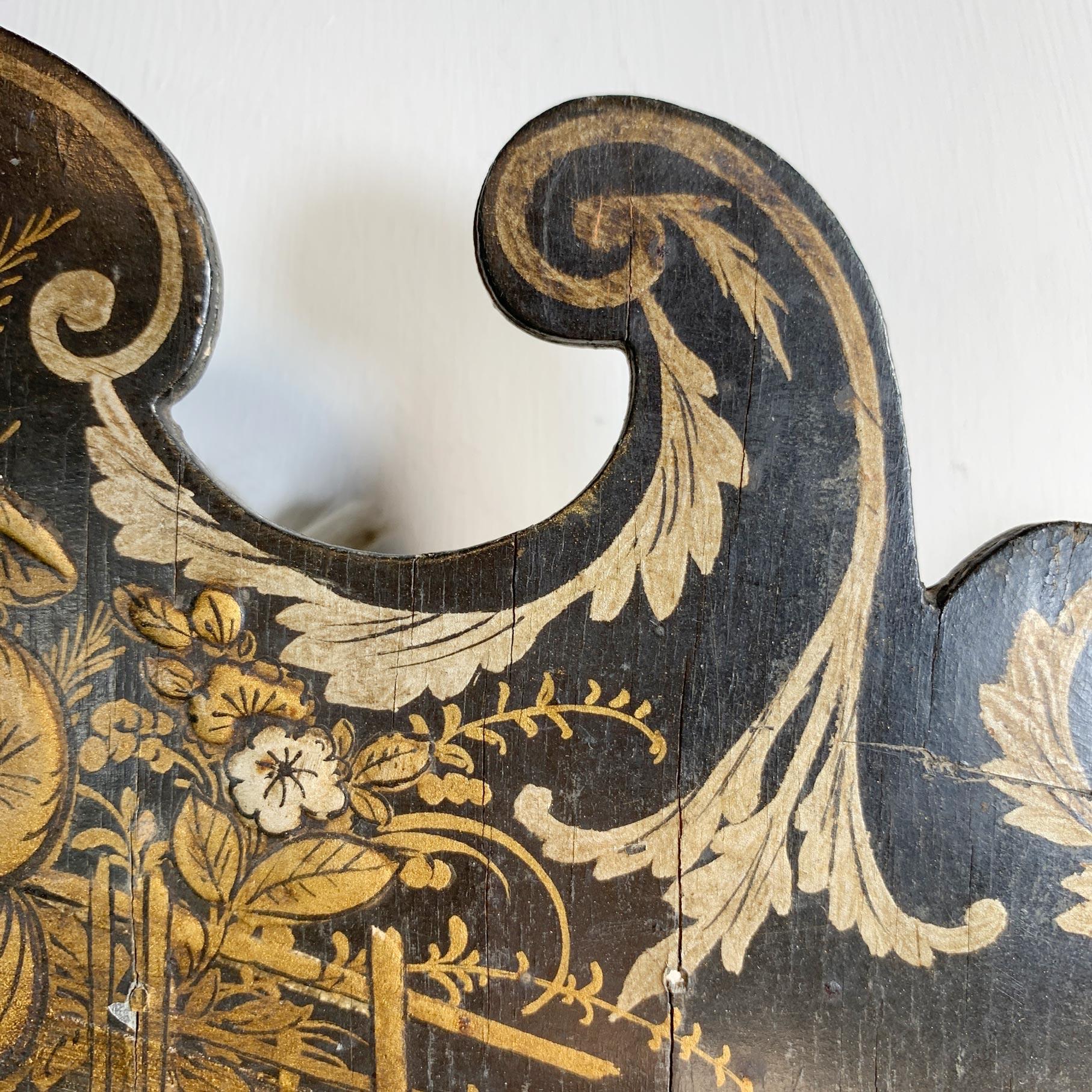 French Napoleon III Black Chinoiserie Mirror from the estate of Jules Verne For Sale