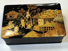 Napoleon III Chinoserie Style French Rectangular Box in Papier-maché