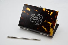 Napoleon III Classique Carnet De Bal Turtle Shell Note Book with Silver Pencil