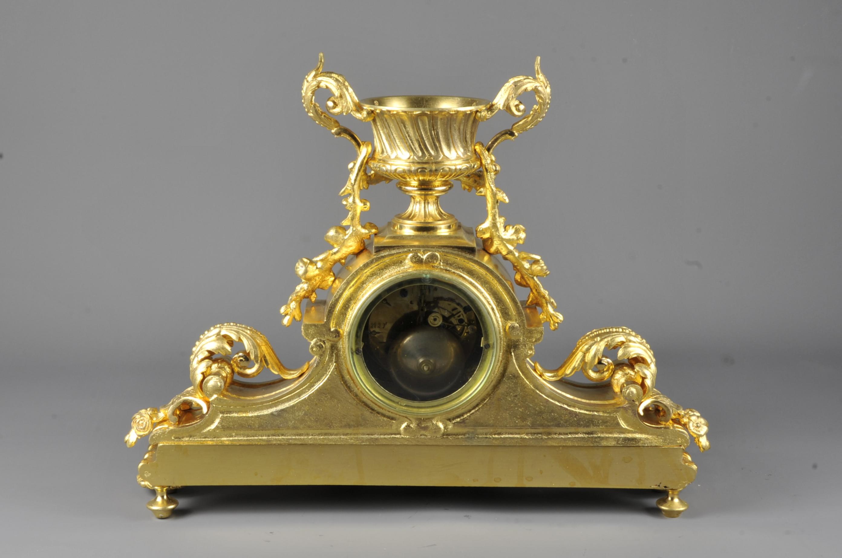 Napoleon III Clock in Gilt Bronze Signed Benoît Félix Richond in Paris 4