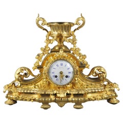 Antique Napoleon III Clock in Gilt Bronze Signed Benoît Félix Richond in Paris