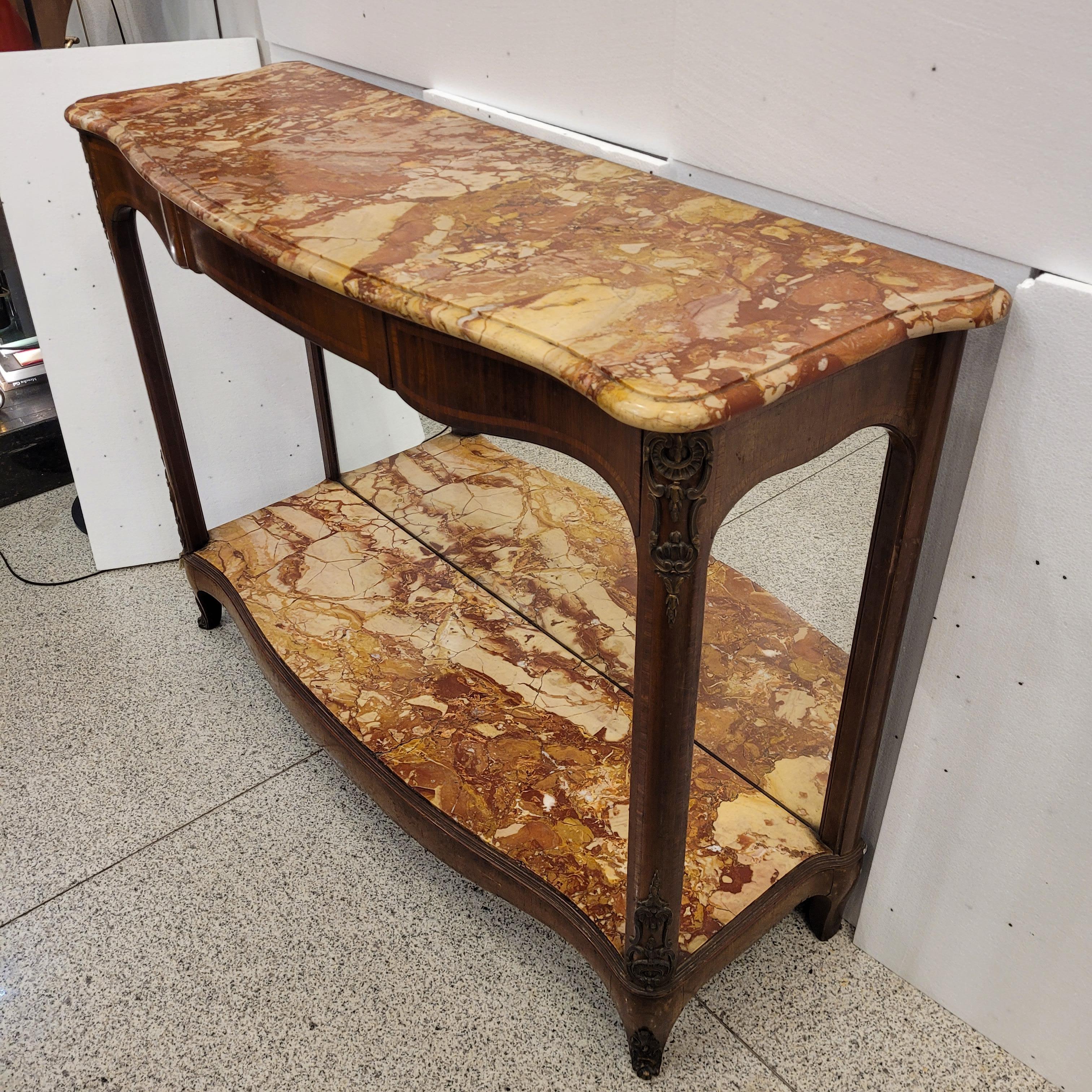 Table console Napoléon III, Faubourg St Honoré Signée Wood Marble and Mirror Fra en vente 5
