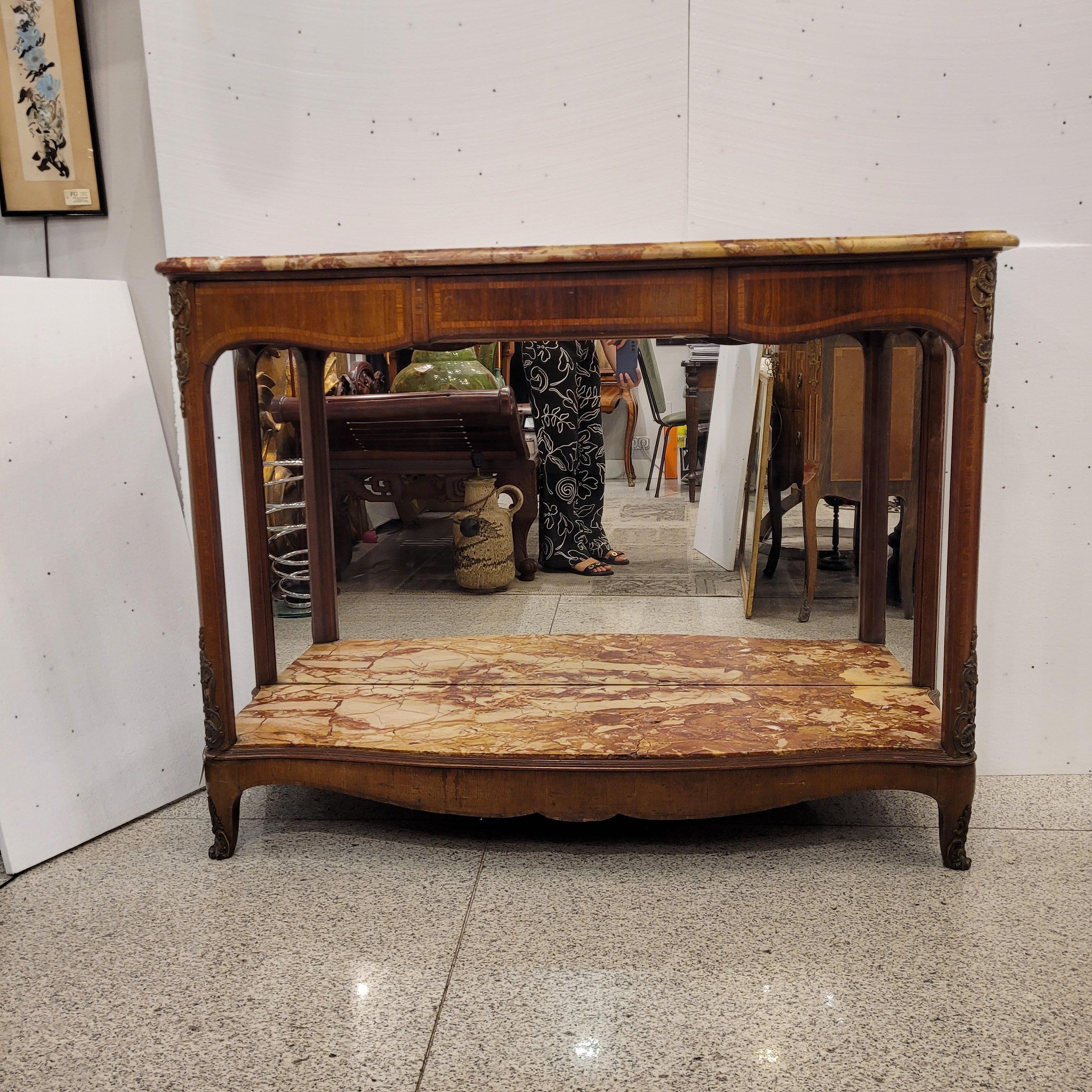 Table console Napoléon III, Faubourg St Honoré Signée Wood Marble and Mirror Fra en vente 13