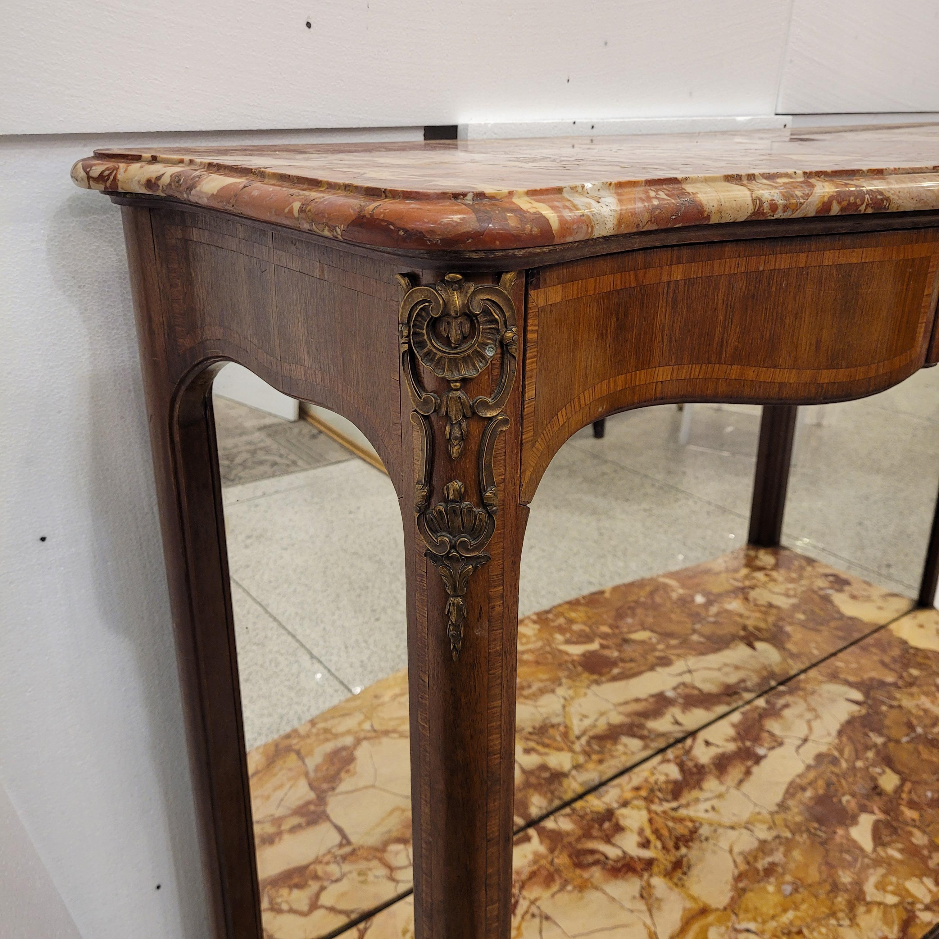 Table console Napoléon III, Faubourg St Honoré Signée Wood Marble and Mirror Fra en vente 14