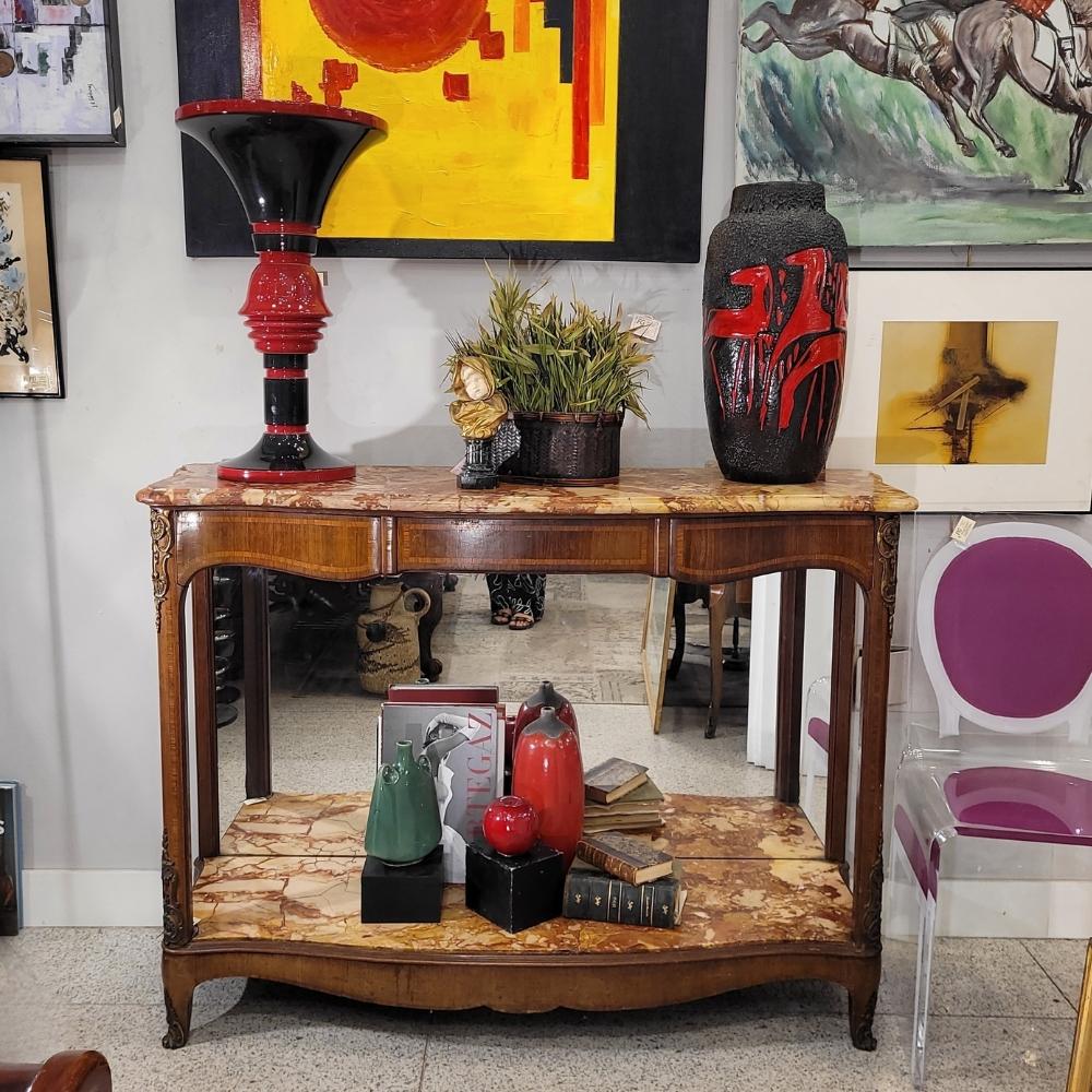 Table console Napoléon III, Faubourg St Honoré Signée Wood Marble and Mirror Fra Bon état - En vente à Valladolid, ES