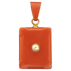 Napoleon III Coral & Pearl Pendant & Locket - Coral Bale - France - Circa 1860