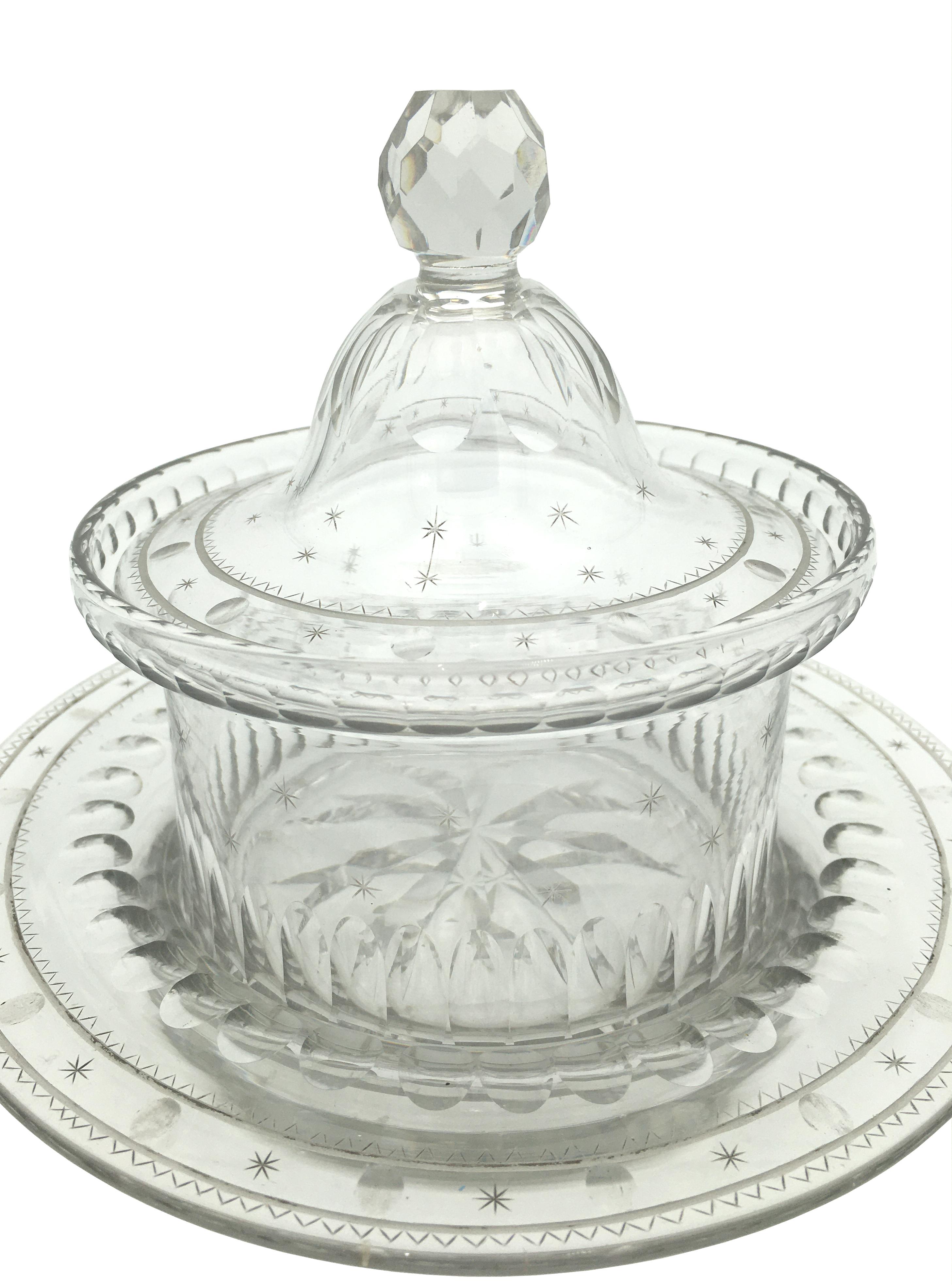 Napoleon III Crystal Bomboniere and Plate, 19th Century 1