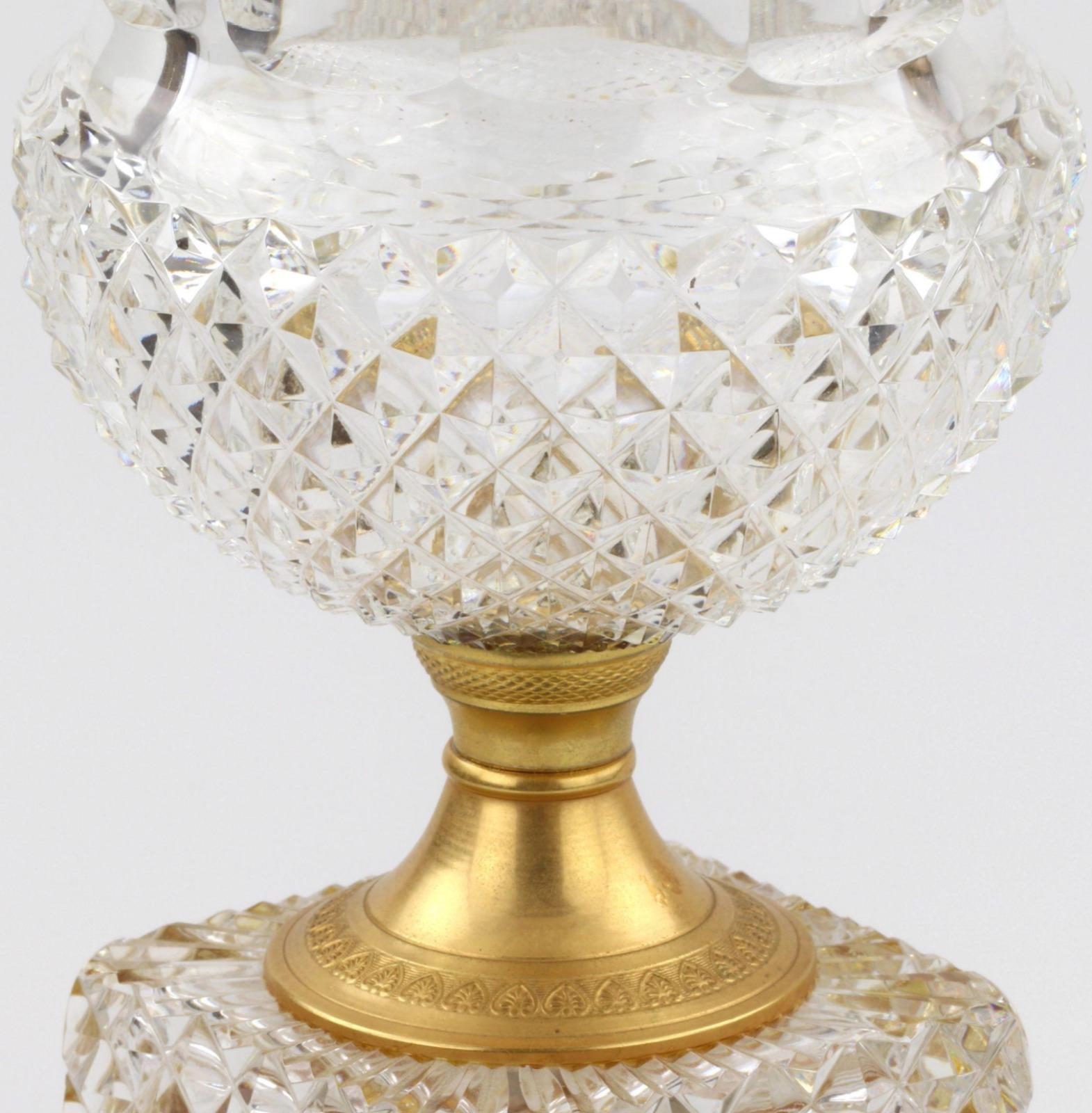 Hand-Crafted Napoleon III Crystal Vase, Empire, France 19th Century with Video For Sale
