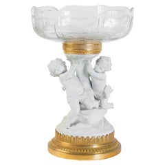 Copa Napoleón III en Biscuit, Bronce Dorado, Copa de Cristal, Siglo XIX