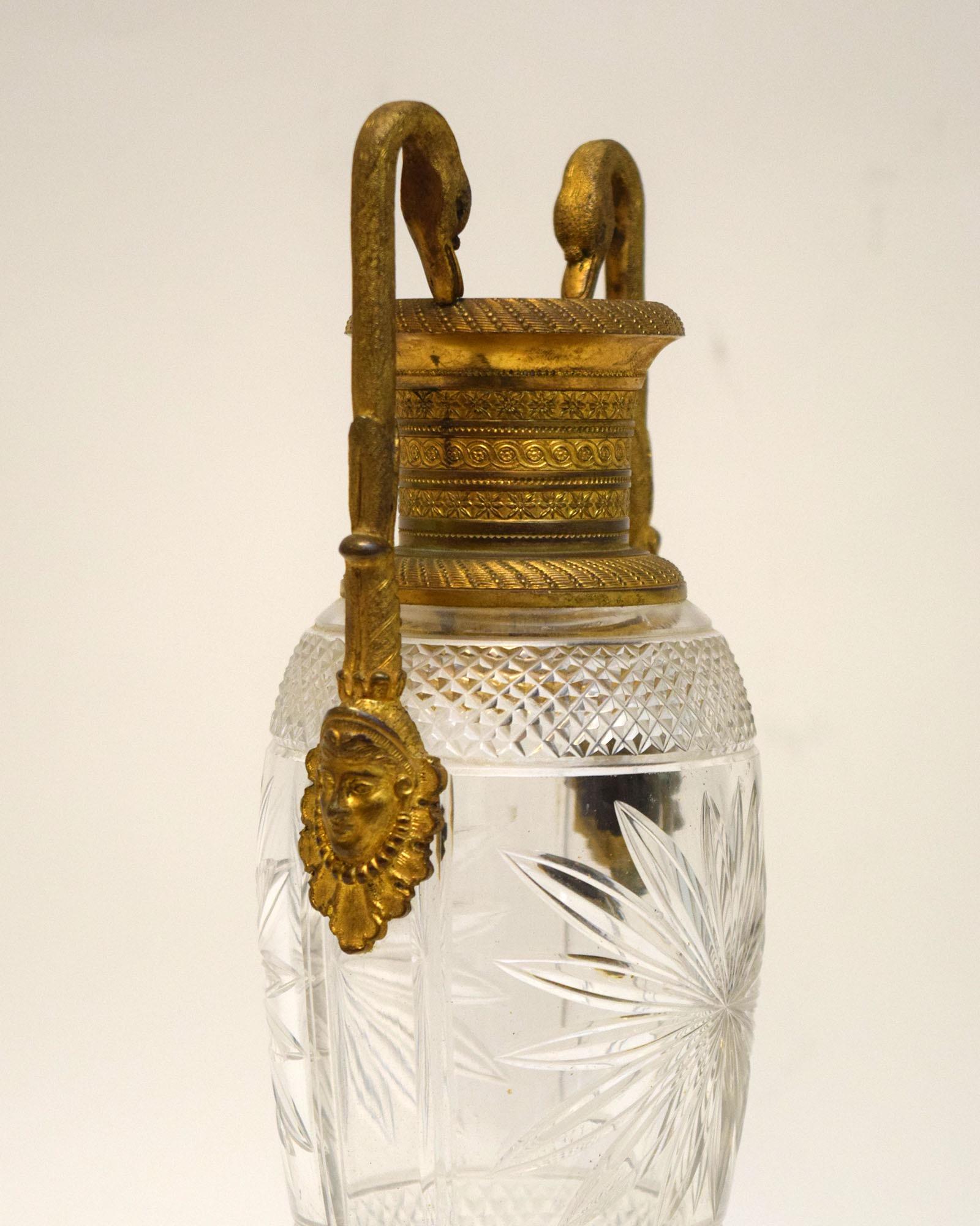 Engraved Napoleon III Cut Crystal and Ormolu Vase For Sale