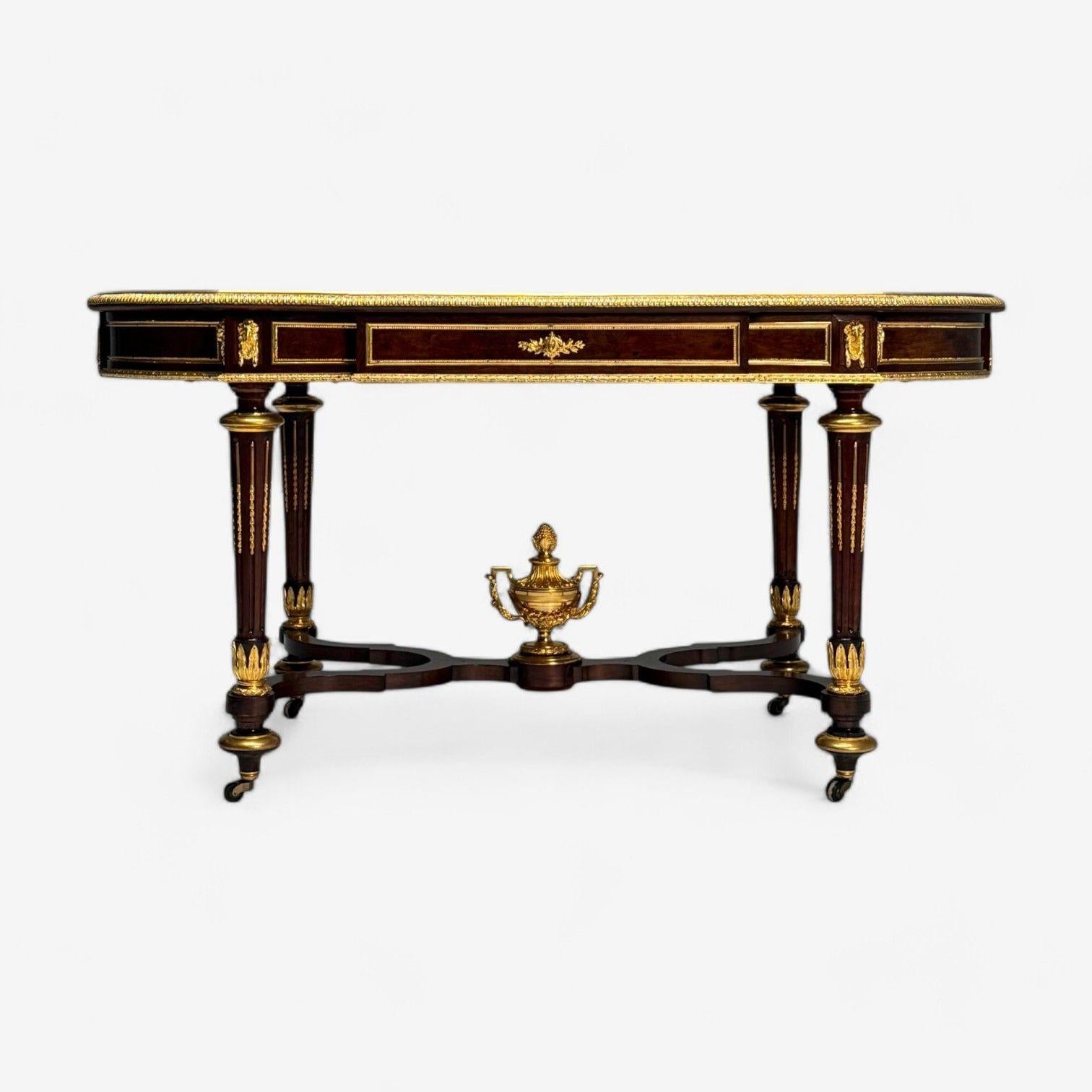 Napoleone III, scrivania, tavolo da centro, bronzo, tartaruga intarsiata, Francia, XIX secolo in vendita 2