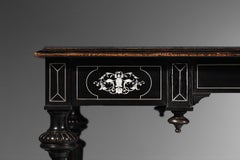 Napoleon III desk in blackened wood and marquetry
