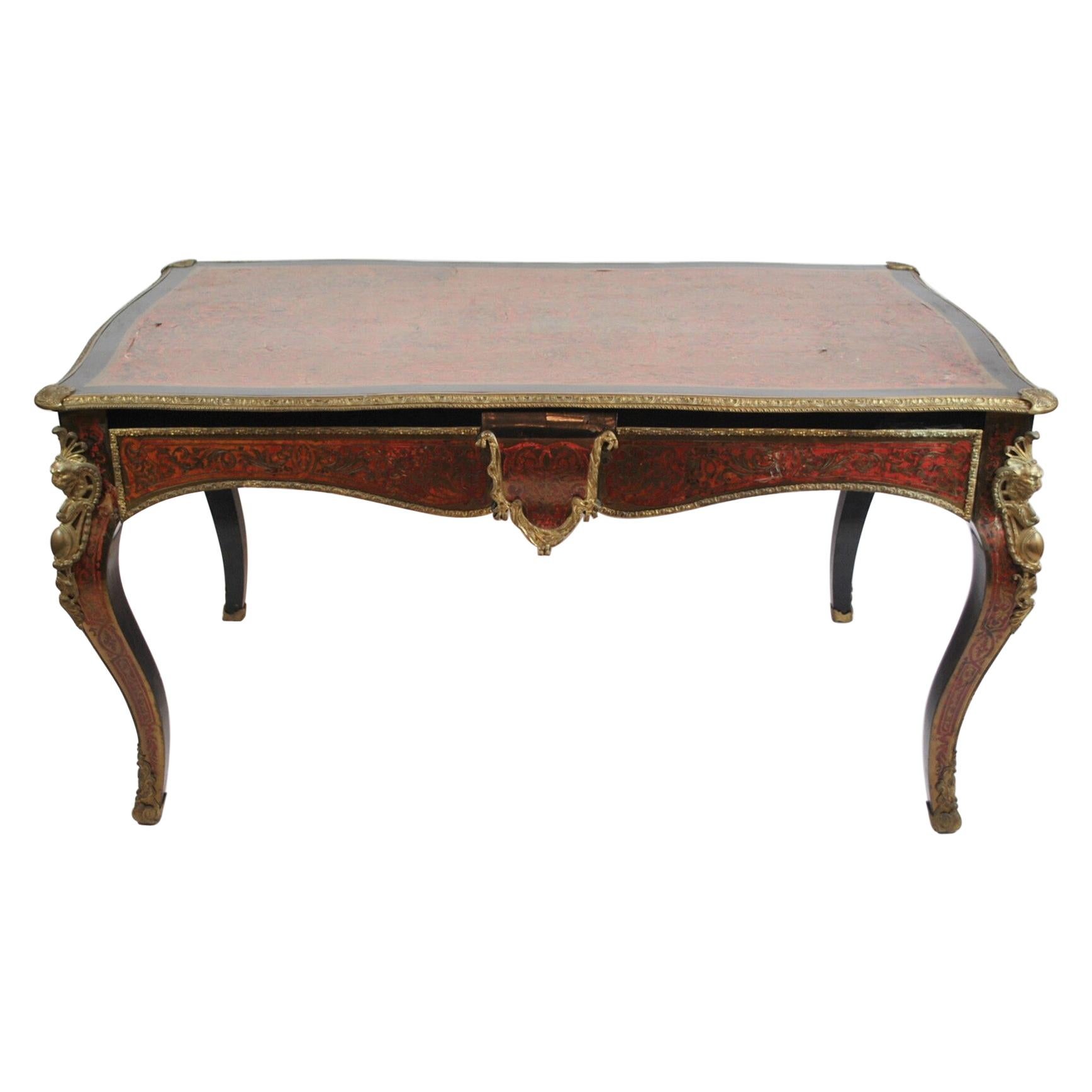 Schreibtisch im Stil von Napoleon III. mit Boulle-Intarsien