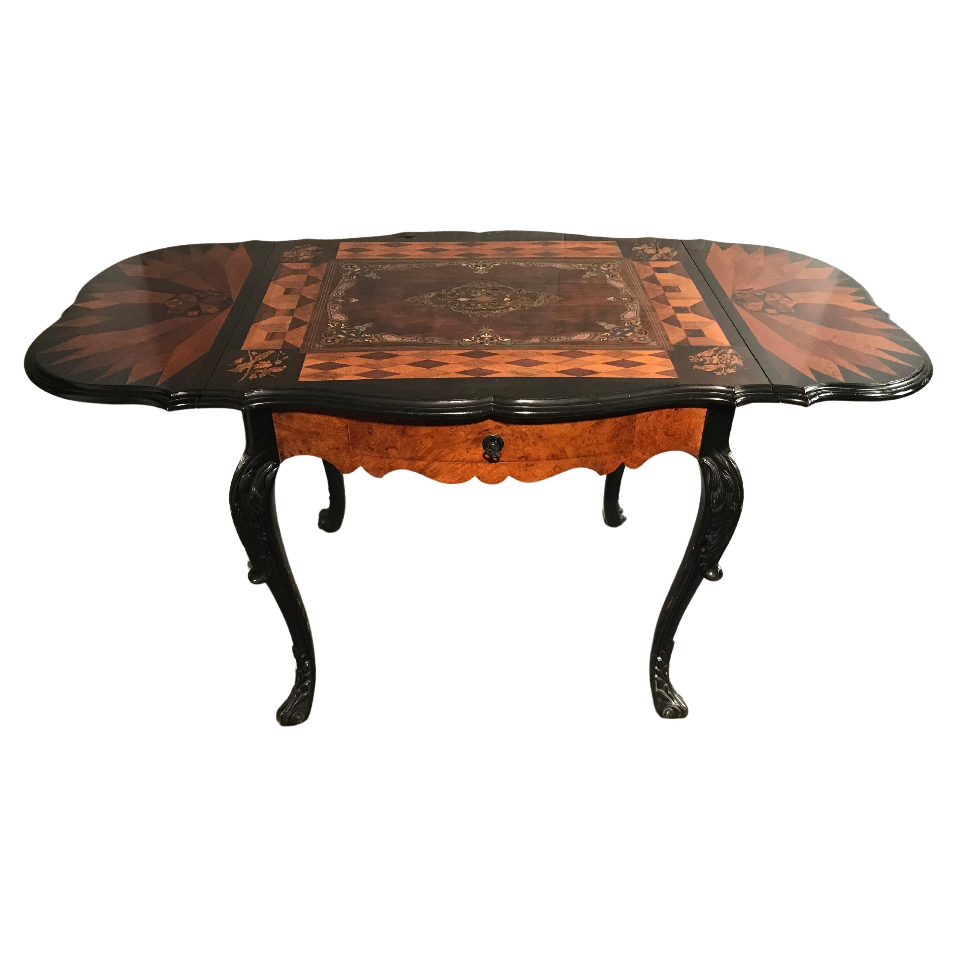 Marquetry Napoleon III Desk or Side Table For Sale