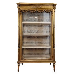 Vitrina Napoleón III Vitrina , madera tallada floral y dorada, Francia