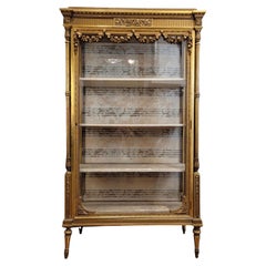 Napoleon III display case Vitrine , floral carved and gilded wood, France