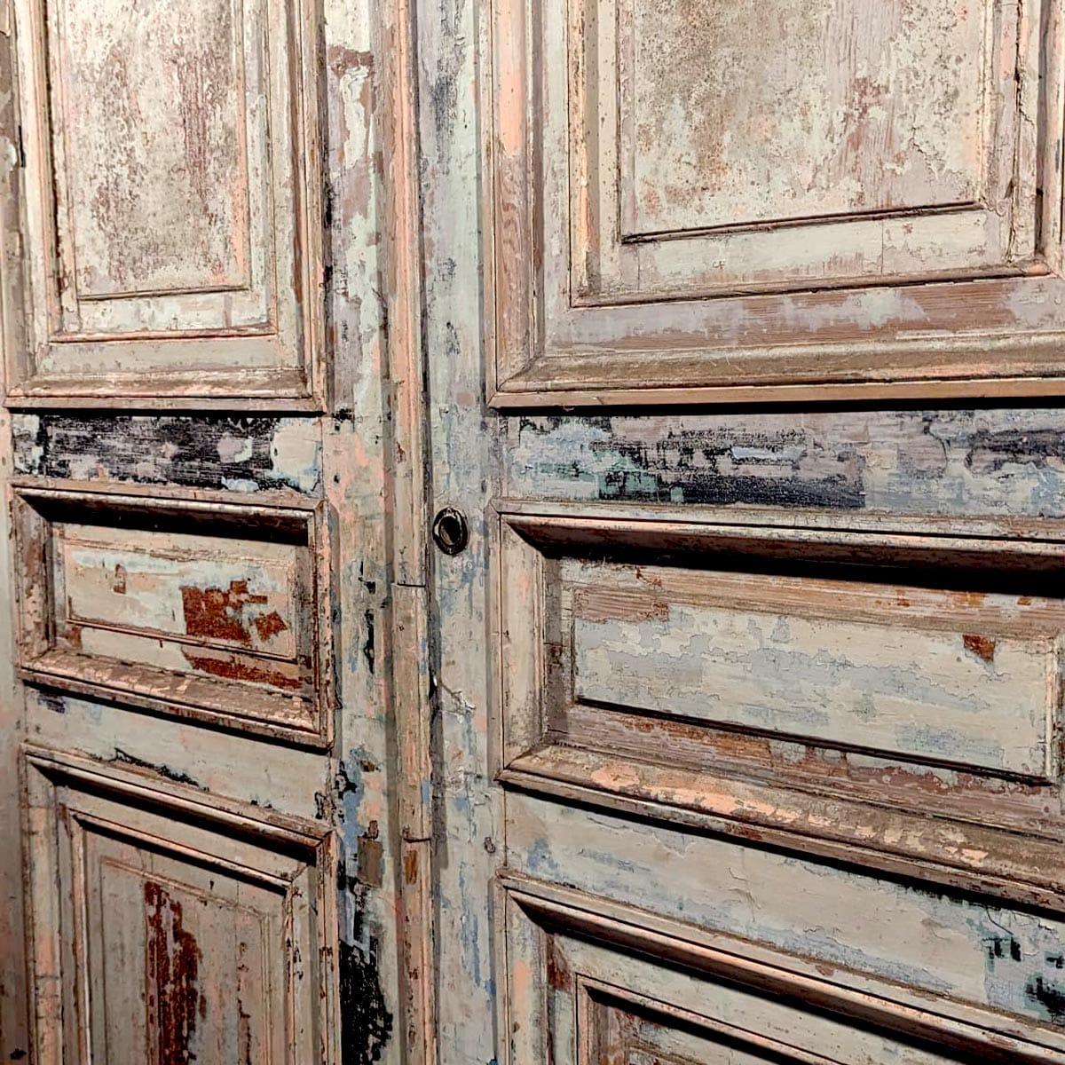 Wood Napoleon III Double Door with Frame For Sale
