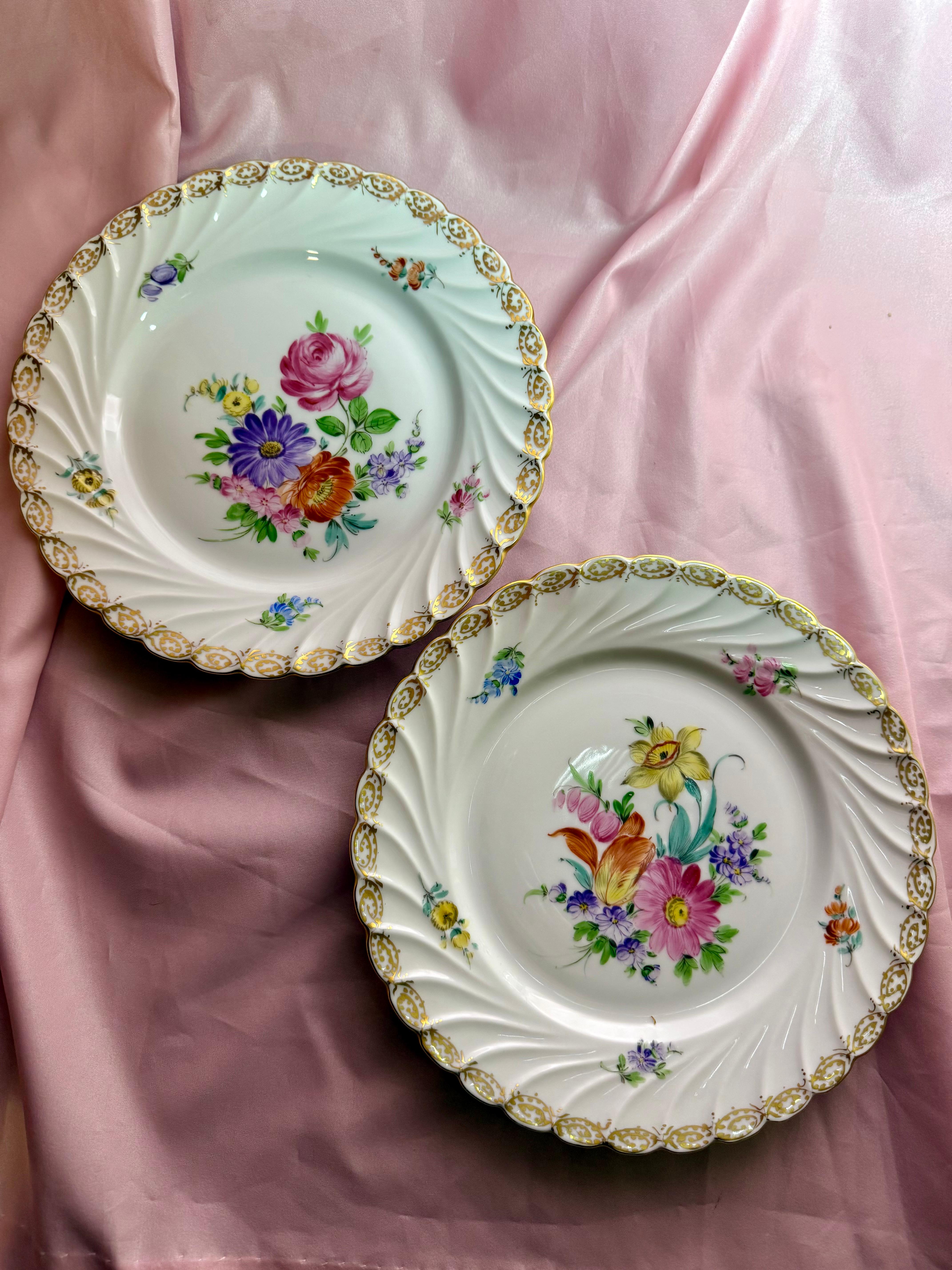 Porcelain Napoleon III Dresden Plates Donath Co End 19th Century For Sale