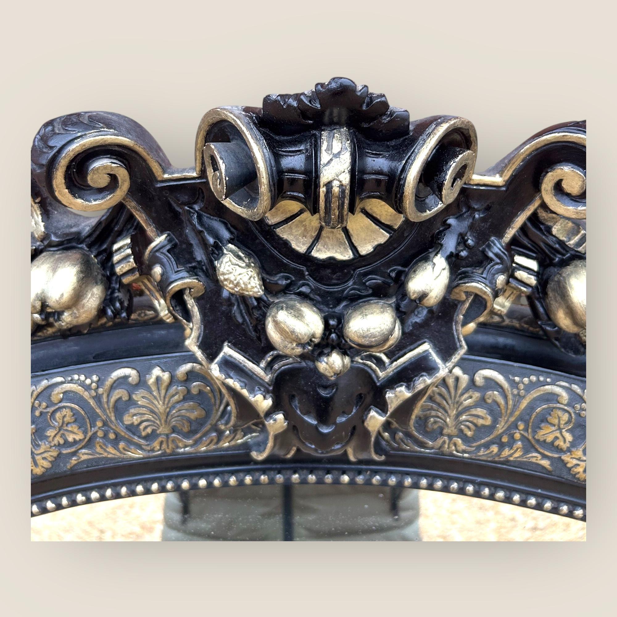 Ébénisé Miroir de manteau Napoléon III ébonisé et sculpté en vermeil en vente