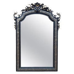 Napoleon III Ebonised & Gilt Carved Overmantle Mirror