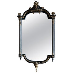 Antique Napoleon III Ebonized and Guilded Wall Mirror