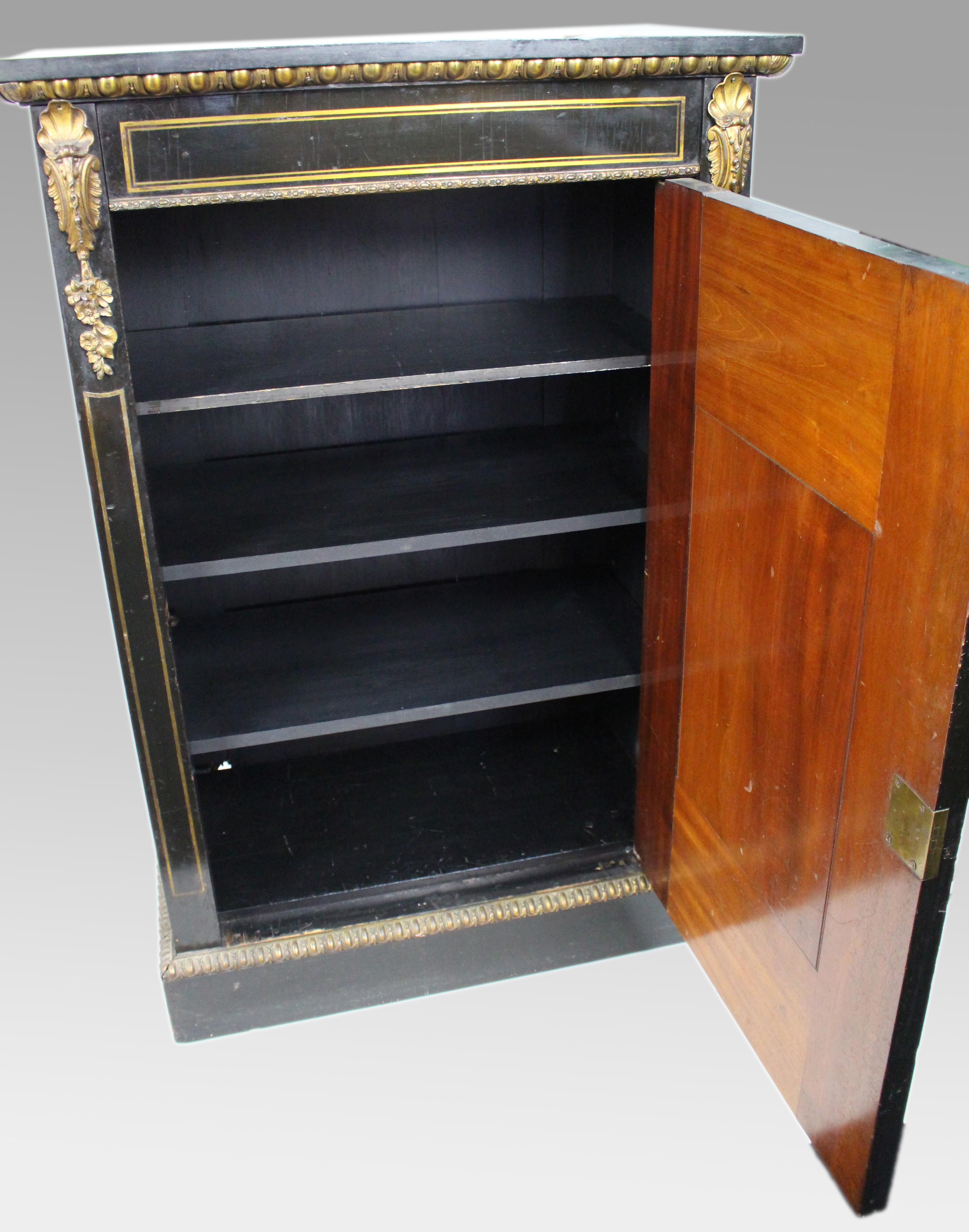Napoleon III Ebonised Pier Cabinet with Electrotype Panel – French, c.1865 For Sale 5