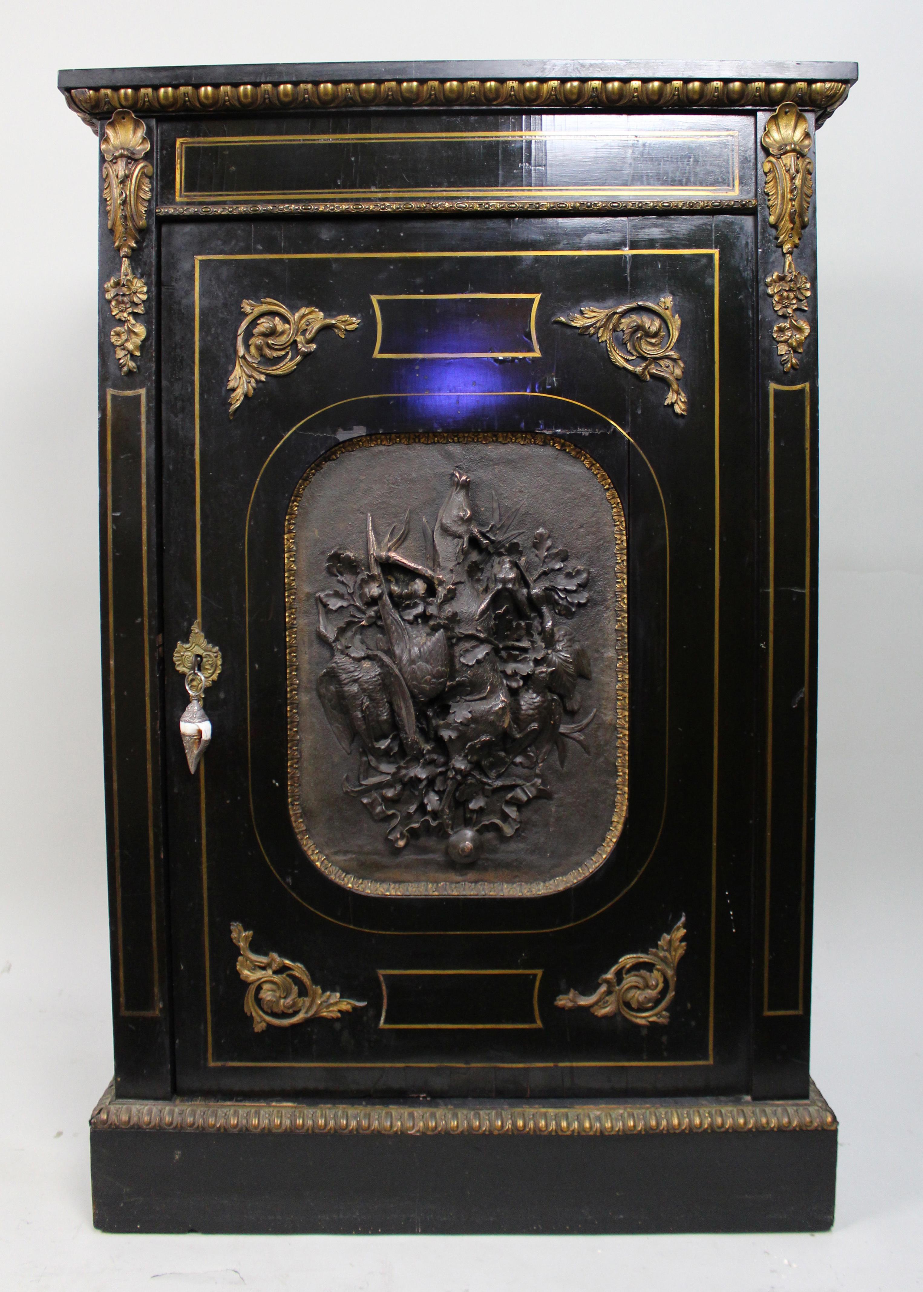 Napoleon III Ebonised Pier Cabinet with Electrotype Panel – French, c.1865 In Good Condition For Sale In Worcester, GB