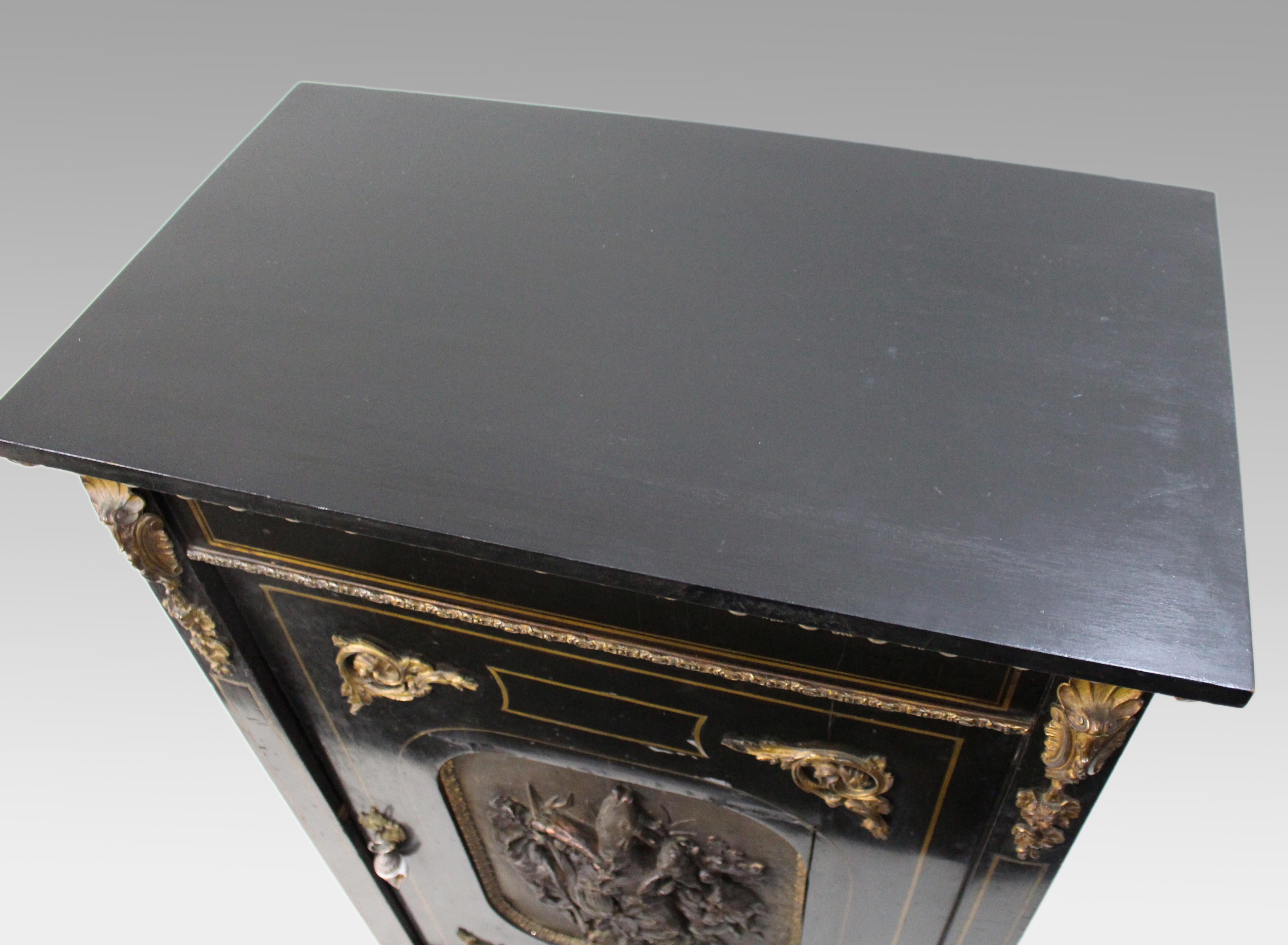 Napoleon III Ebonised Pier Cabinet with Electrotype Panel – French, c.1865 For Sale 1