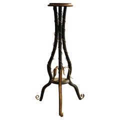 Torchère ebanizzata Napoleone III con ninfea di Alphonse Giroux di Parigi, firmata