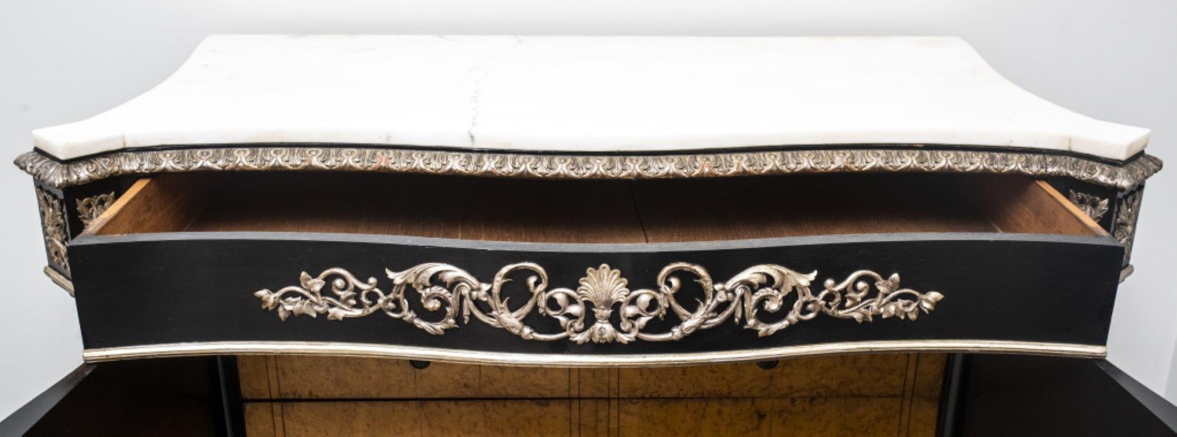 Marble Napoleon III Ebonized Meuble d'Appui Cabinet For Sale