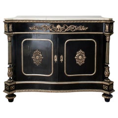 Antique Napoleon III Ebonized Meuble d'Appui Cabinet