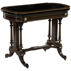 Napoleon III Ebonized Ormolu Mounted Antique Game Table, France, circa 1860