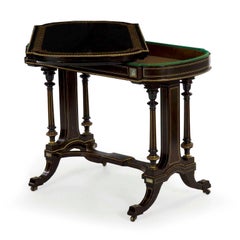 Napoleon III Ebonized Ormolu Mounted Antique Game Table, France, circa 1860