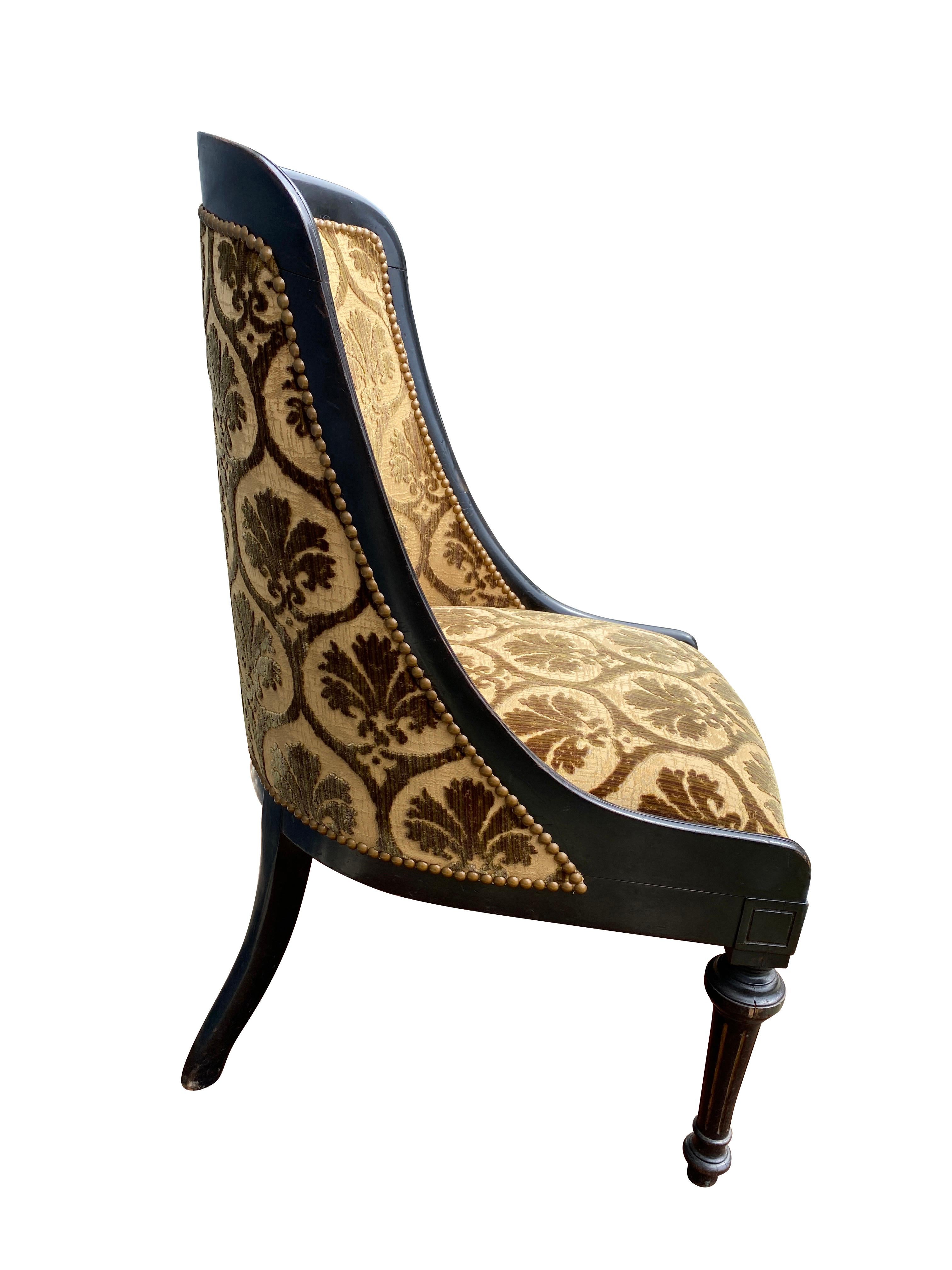 French Napoleon III Ebonized Slipper Chair For Sale