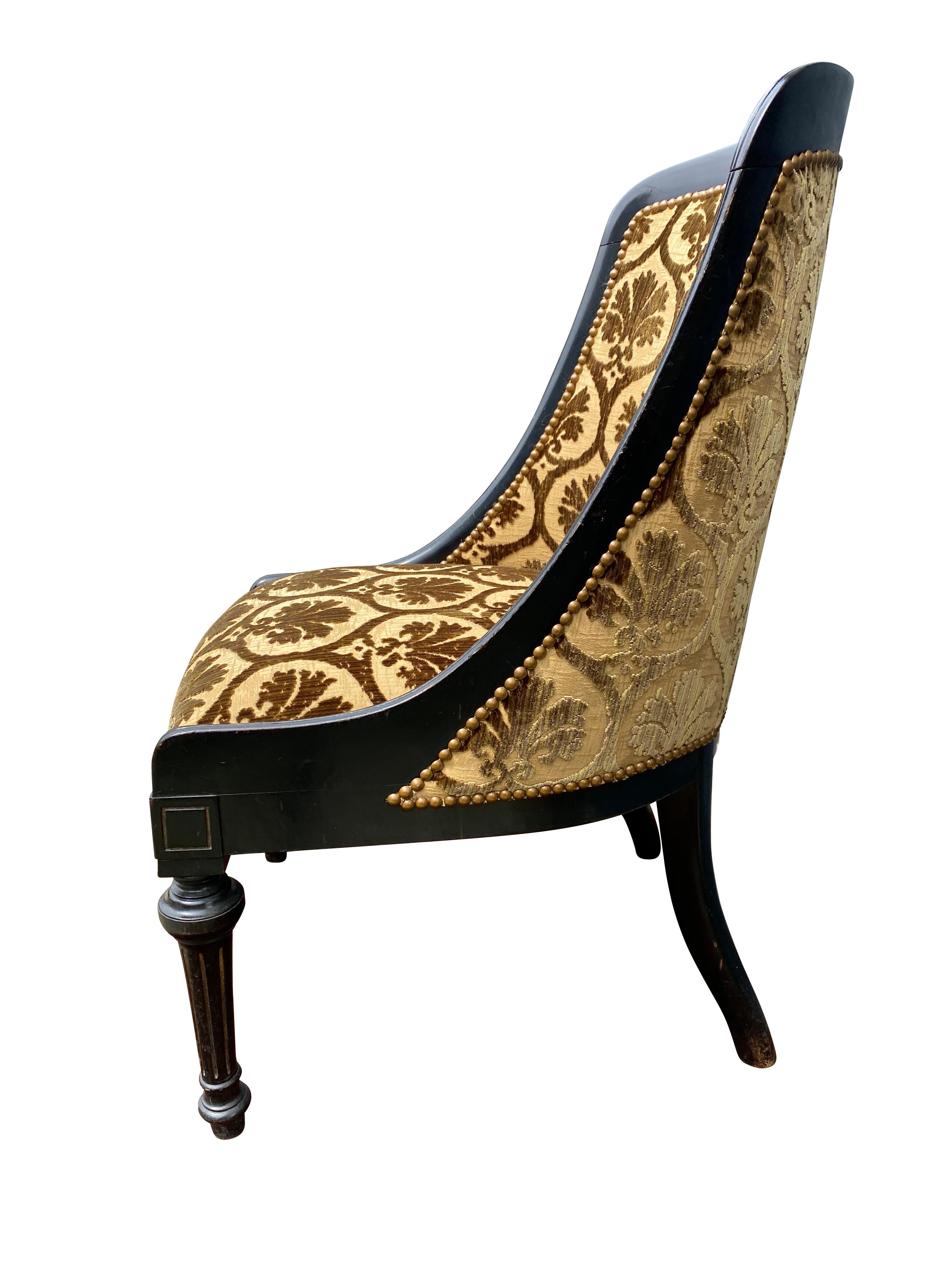 Woodwork Napoleon III Ebonized Slipper Chair For Sale