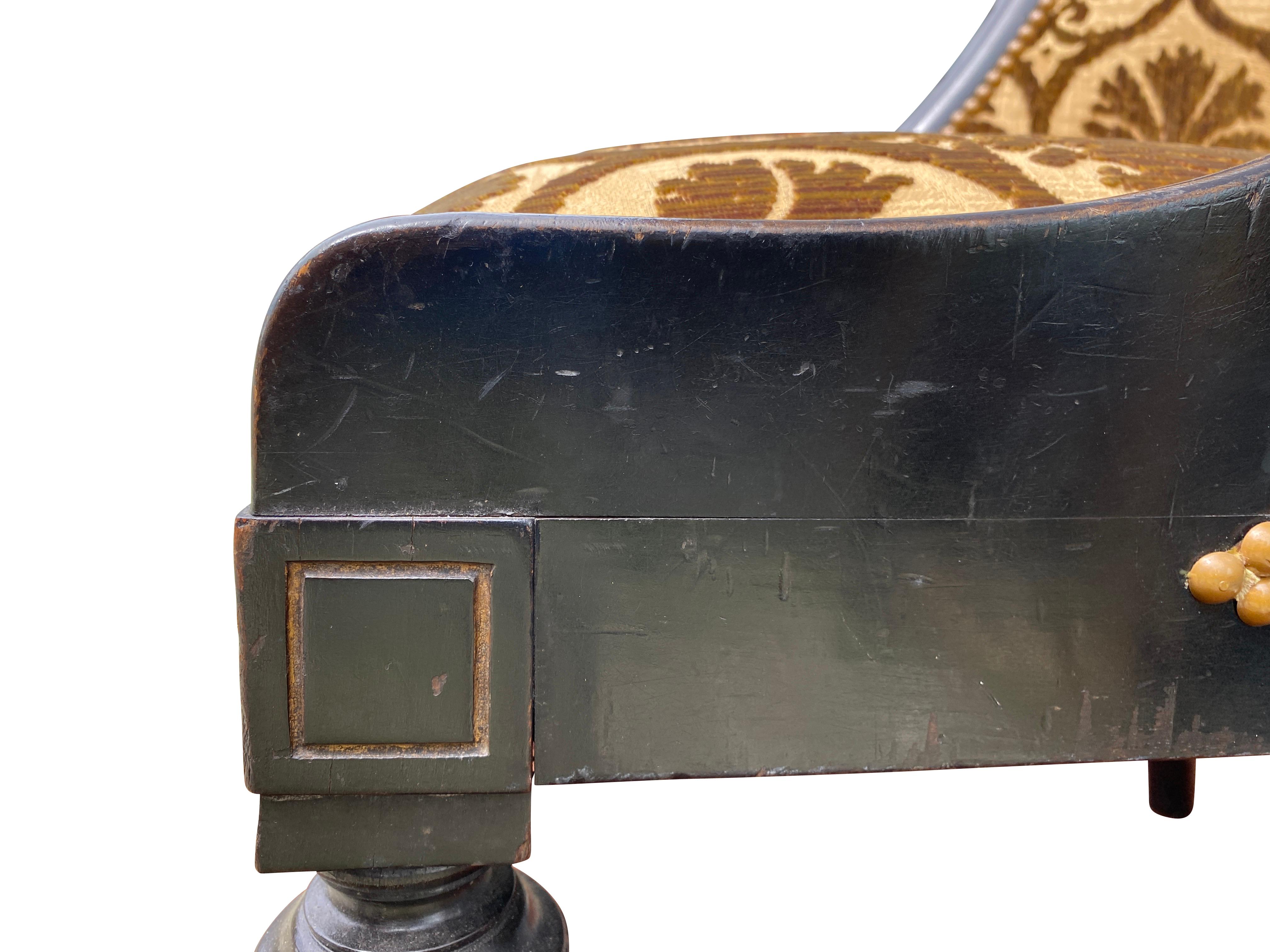 Late 19th Century Napoleon III Ebonized Slipper Chair For Sale