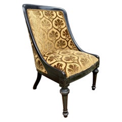 Antique Napoleon III Ebonized Slipper Chair