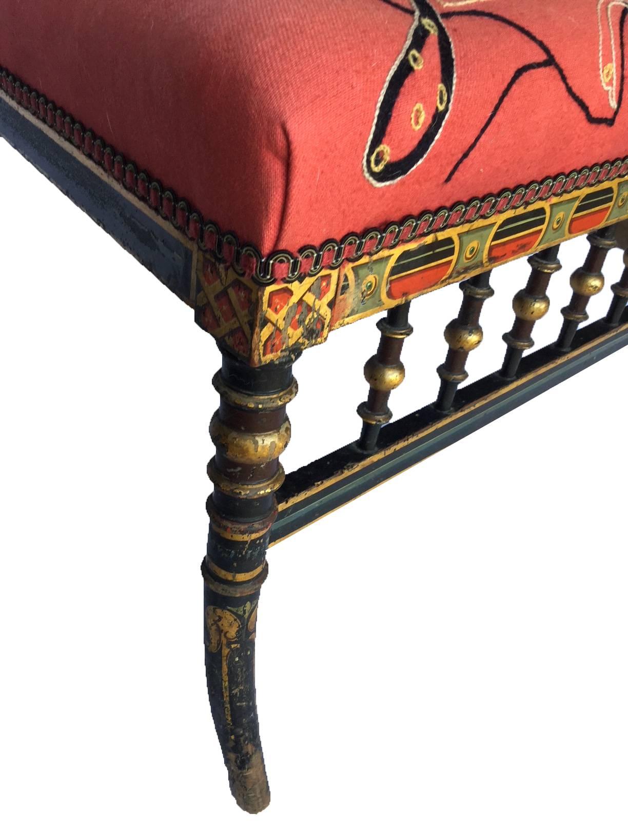 Walnut Napoleon III Ebonized, Gilt-Decorated Slipper Chair For Sale