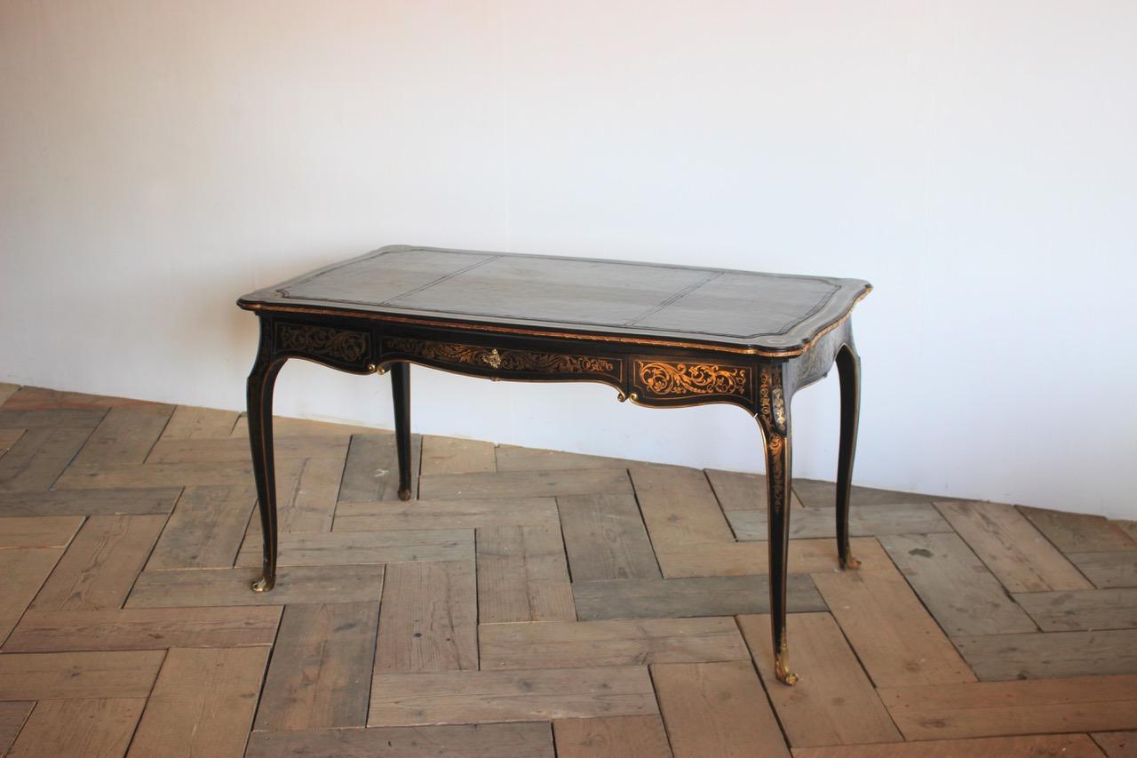 Napoleon III Ebony and Brass Inlaid Desk 4