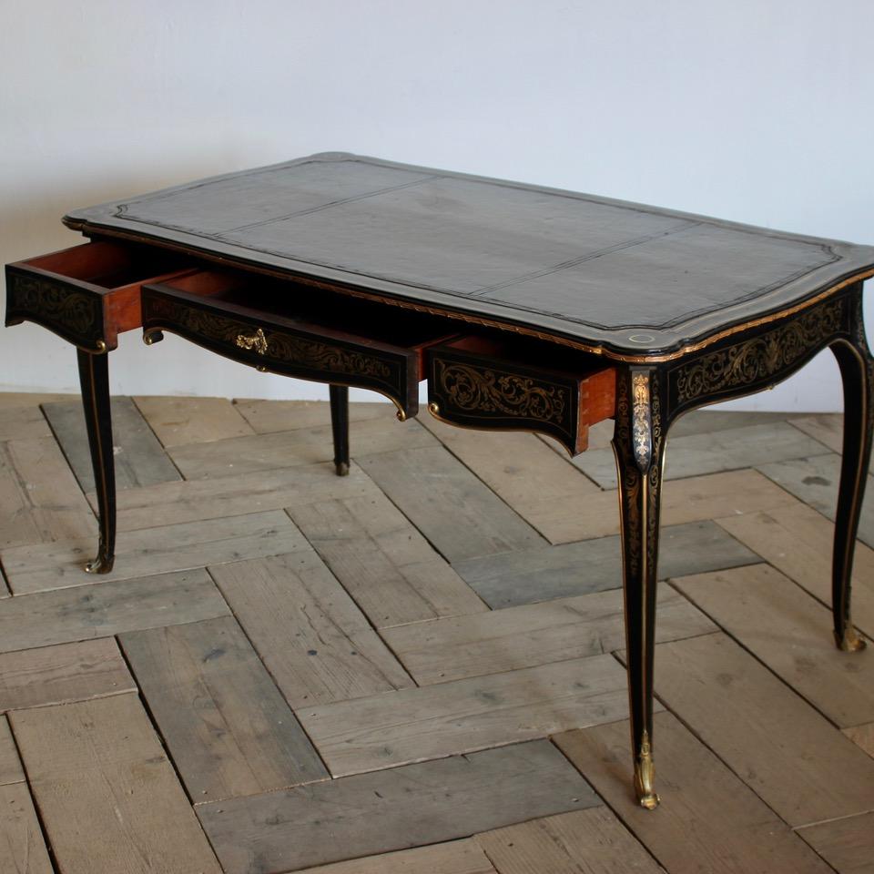 Napoleon III Ebony and Brass Inlaid Desk 5