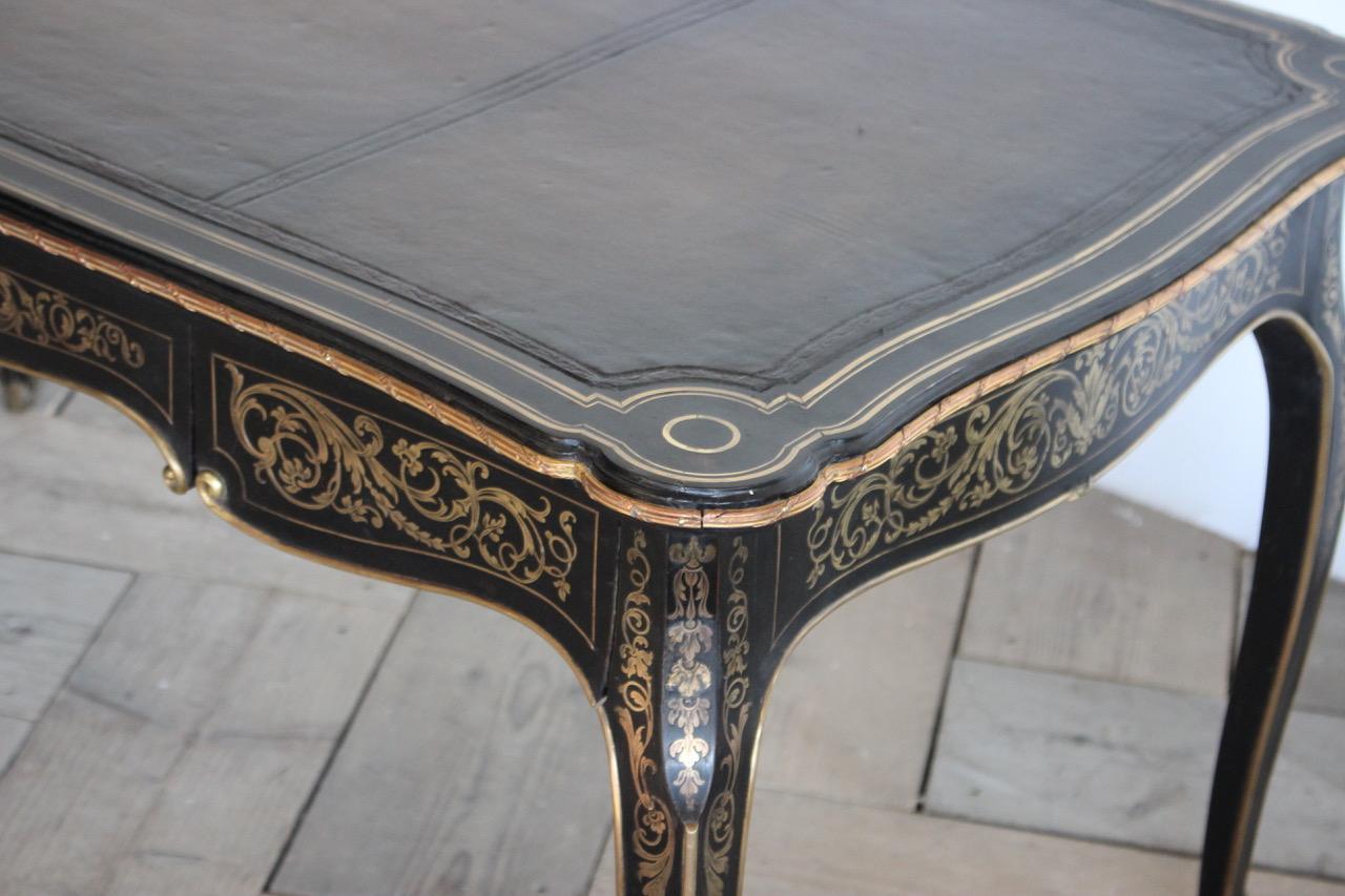 Napoleon III Ebony and Brass Inlaid Desk 3