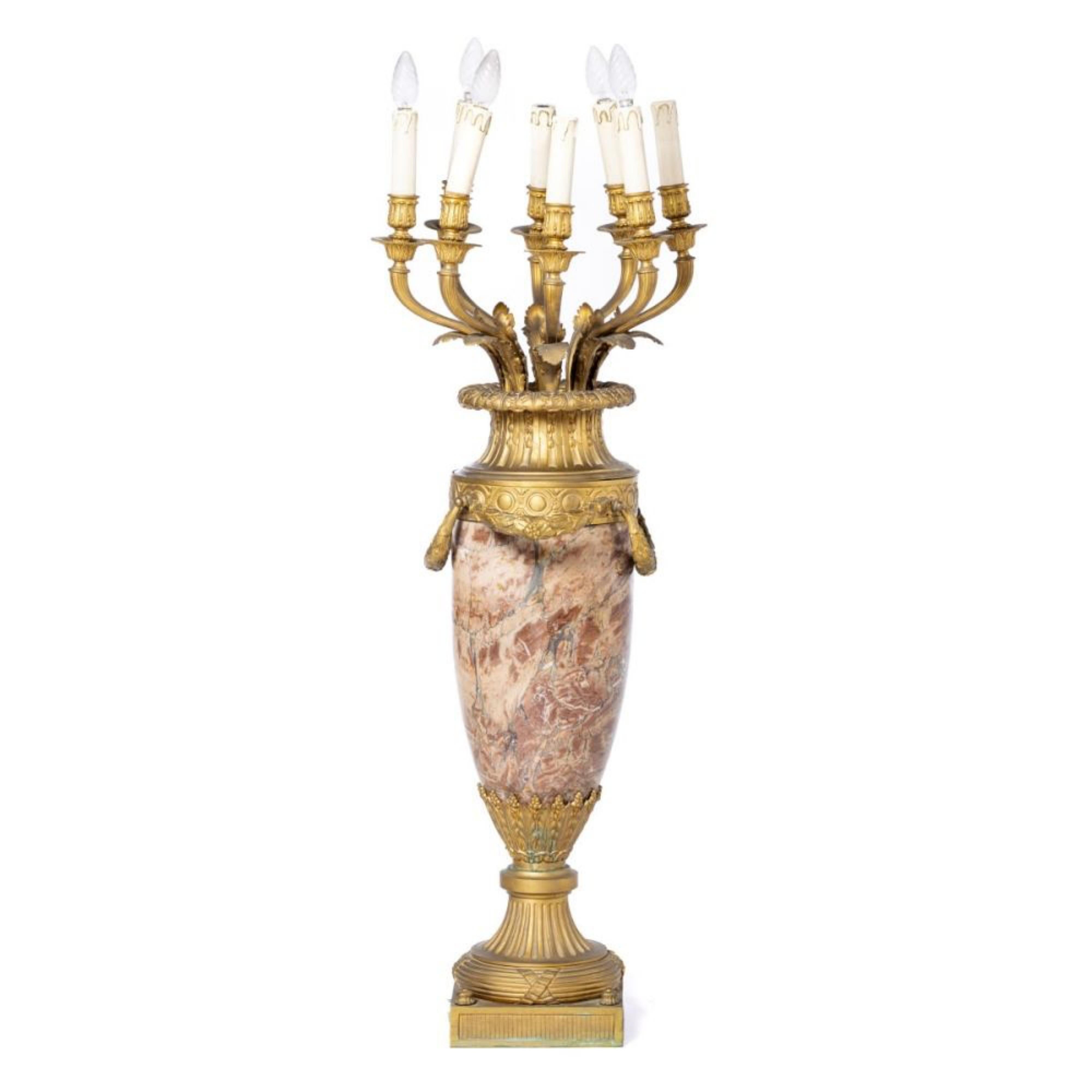 French NAPOLEON III EIGHT LAME CANDELABRO 19th Century H. 120cm For Sale