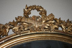 Napoleon III Empire Giltwood Oval French Mercury Wall Mirror, 19th Century