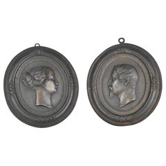 Napoleon III & Eugénie, Pair of Bronze Medallions, XIXth Century