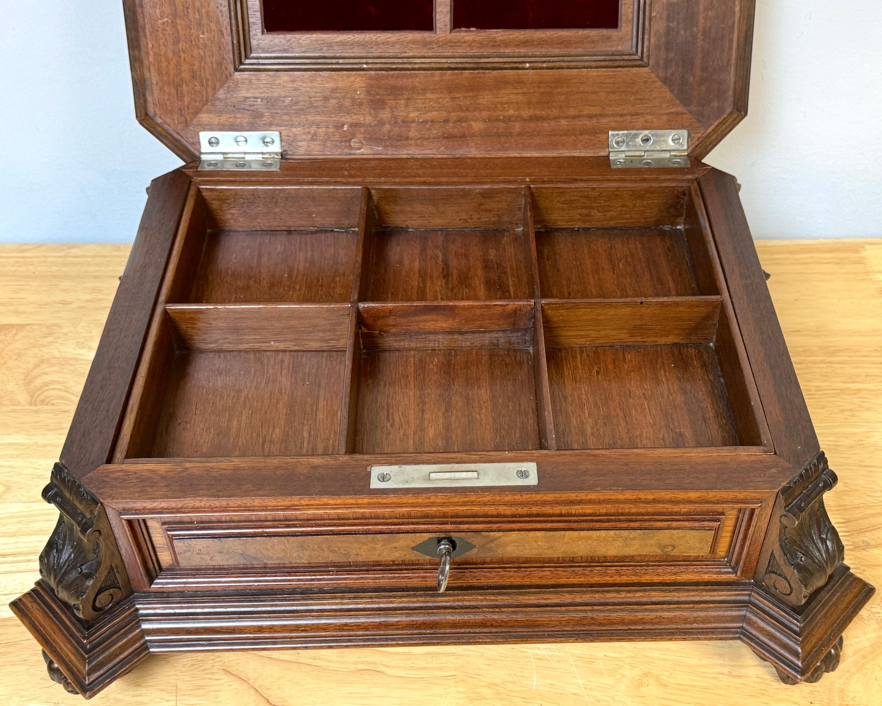 Napoleon III Exotic Burlwood Jewelry/ Table Box, France, Circa 1870s For Sale 5