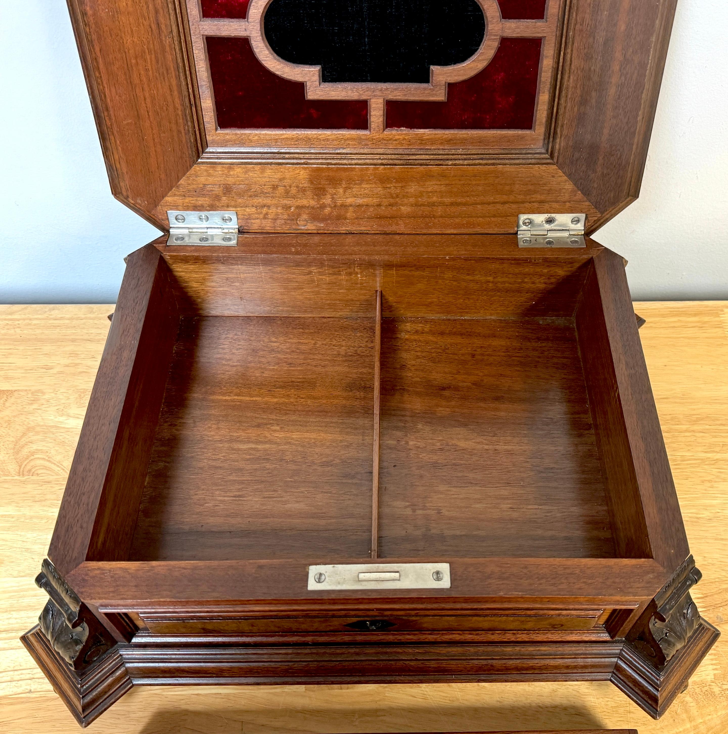 Napoleon III Exotic Burlwood Jewelry/ Table Box, France, Circa 1870s For Sale 7