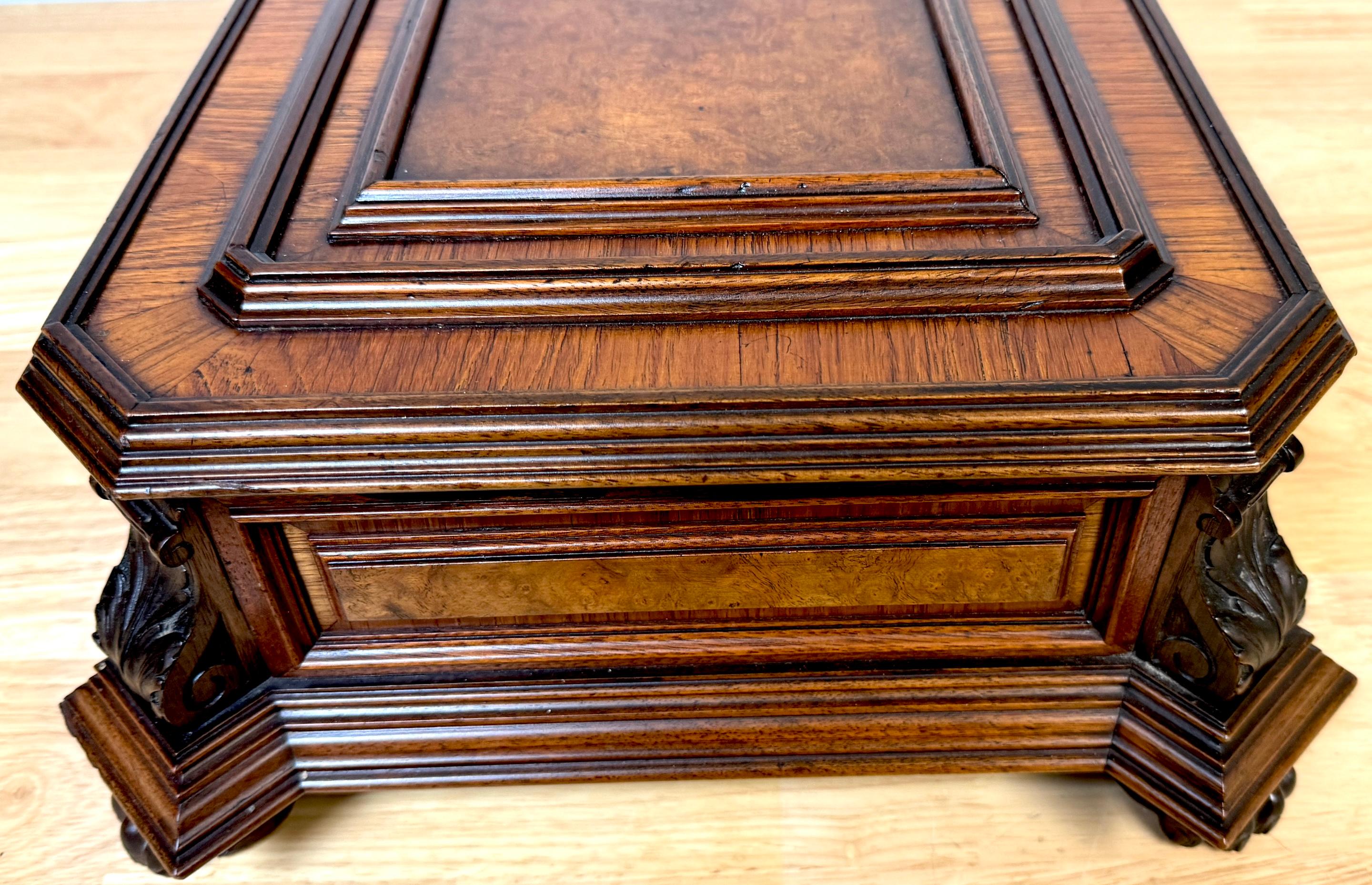 Napoleon III Exotic Burlwood Jewelry/ Table Box, France, Circa 1870s For Sale 9