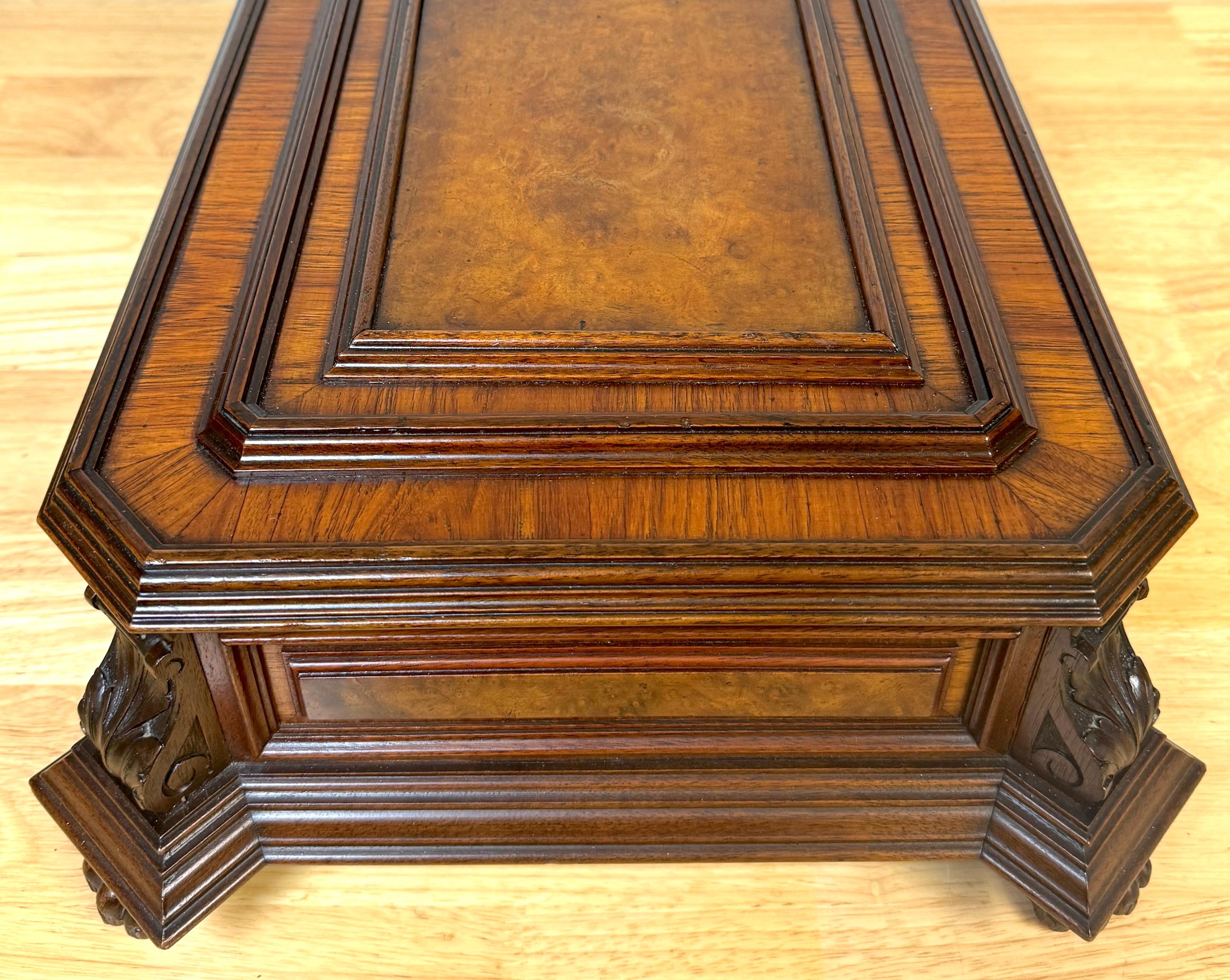 Napoleon III Exotic Burlwood Jewelry/ Table Box, France, Circa 1870s For Sale 14