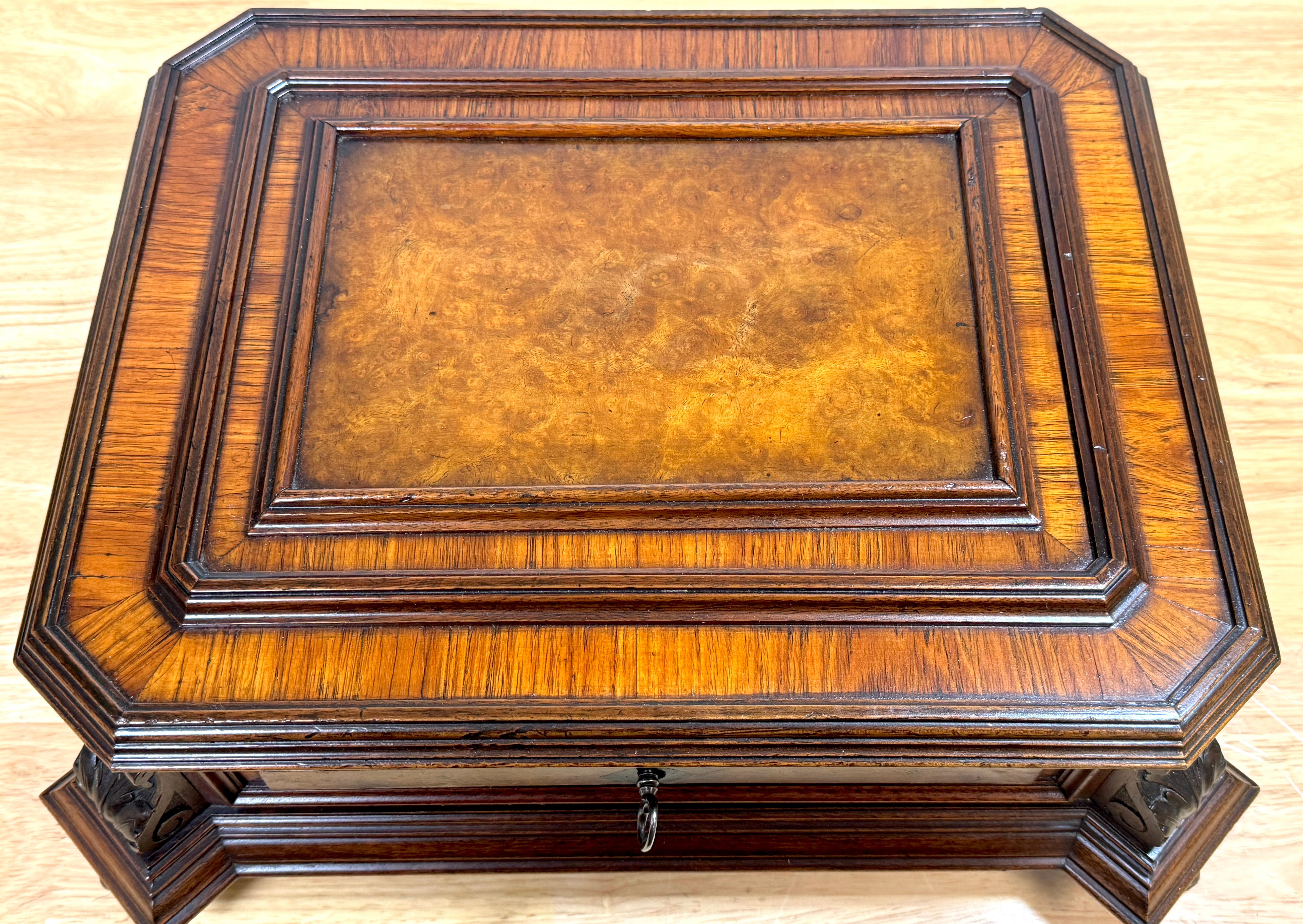 Napoleon III Exotic Burlwood Jewelry/ Table Box, France, Circa 1870s For Sale 3