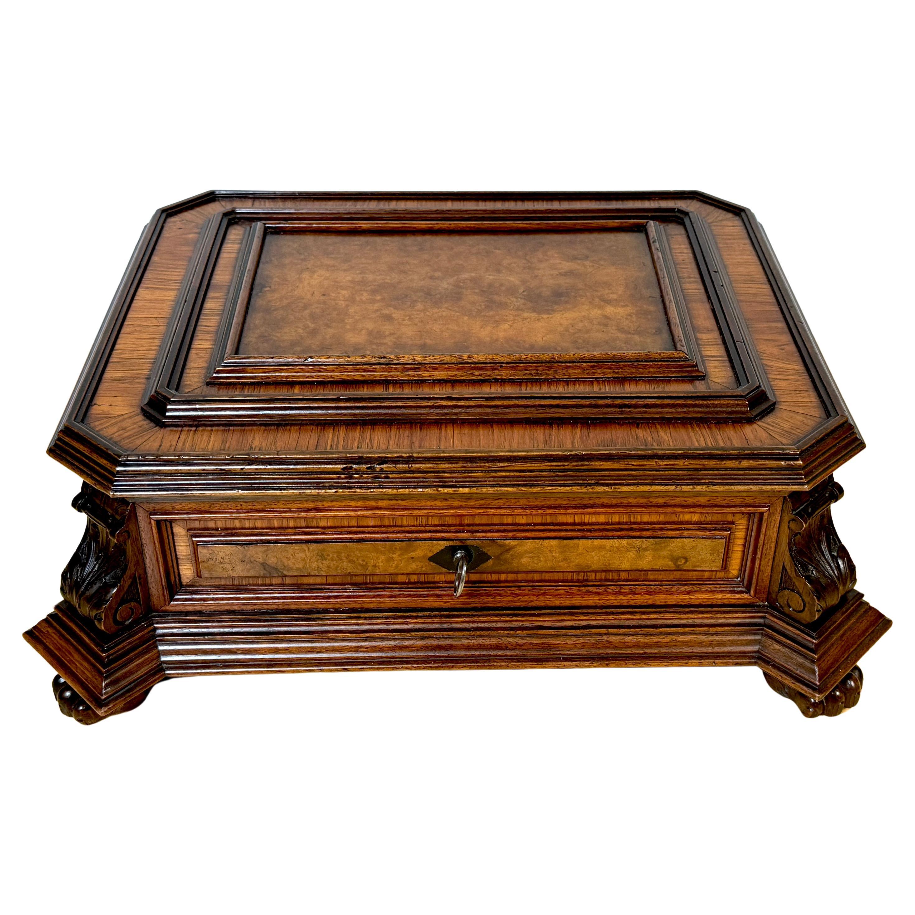 Napoleon III Exotic Burlwood Jewelry/ Table Box, France, Circa 1870s